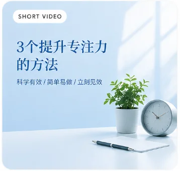 ChatGPT Images 2.0 生成的短视频封面：3 个提升专注力的方法